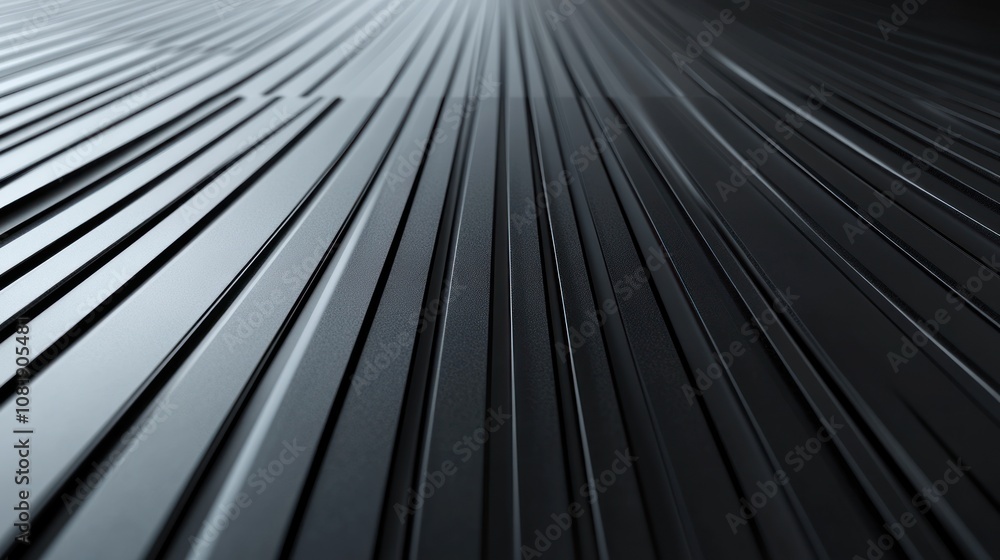 Abstract geometric pattern of parallel lines in silver and black, creating a perspective view. Abstract geometric pattern of parallel lines in silver and black, creating a perspective view.