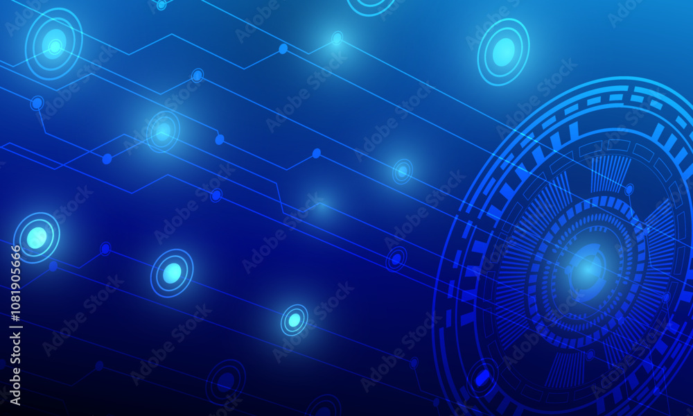 Obraz premium blue lines circuit high technology networking abstract background