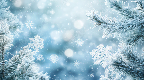 Snowflakes and frosty accents for a winter-themed background