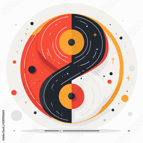 Vector illustration of a winding road in the form of yin and yang.