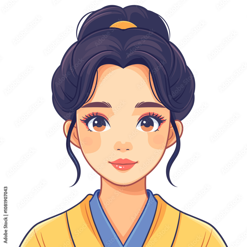 Portrait of a beautiful Japanese girl in kimono. Vector illustration Portrait of a beautiful Japanese girl in kimono. Vector illustration