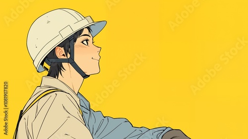 工事現場・工場で働く若い男性