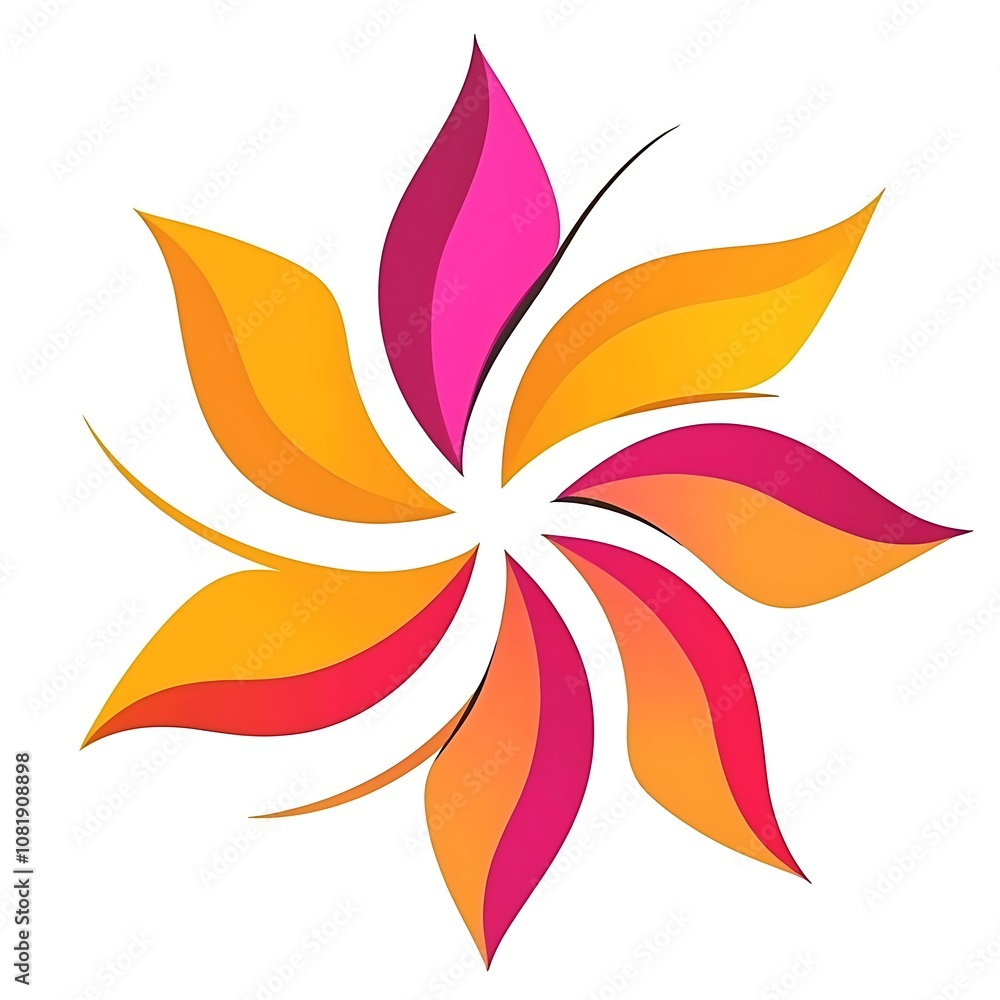 Abstract Floral Design with Vibrant Petal Shapes in Warm Shades of Pink, Orange, and Yellow for Creative Backgrounds and Modern Illustrations Abstract Floral Design with Vibrant Petal Shapes in Warm Shades of Pink, Orange, and Yellow for Creative Backgrounds and Modern Illustrations