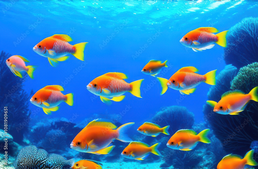 Fototapeta premium Beautiful underwater world with colorful fish