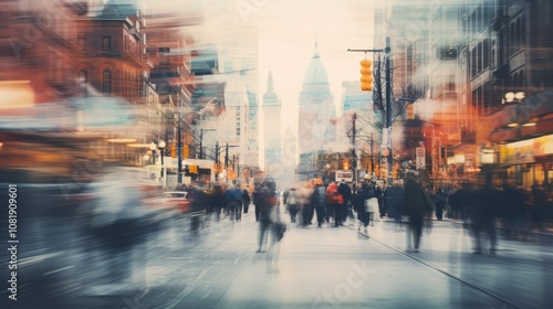 Wallpaper Mural Blurred background of a bustling street scene Torontodigital.ca
