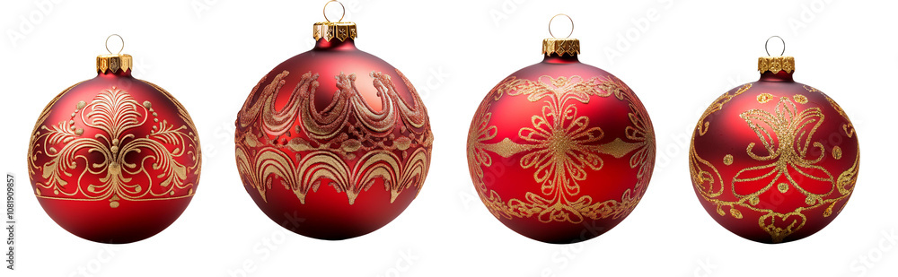 Exquisite red Christmas ornaments adorned with gold patterns, perfect for enhancing festive cheer and holiday decor. Exquisite red Christmas ornaments adorned with gold patterns, perfect for enhancing festive cheer and holiday decor.