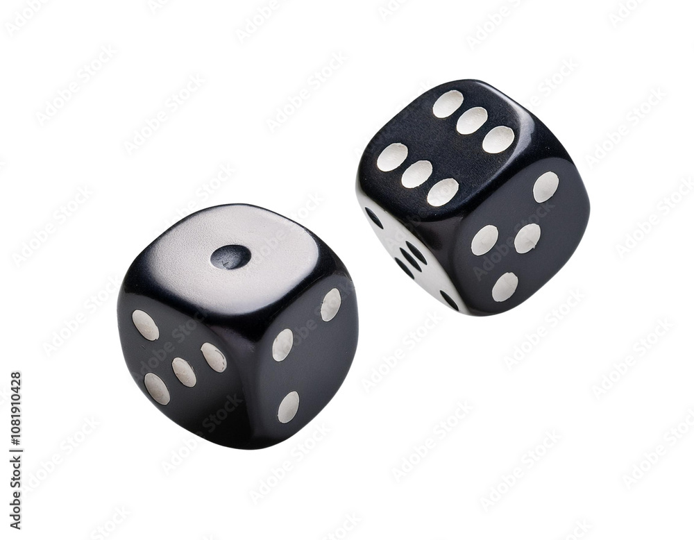 Close-up of black dice showcasing classic design, perfect for board games and gambling activities. Close-up of black dice showcasing classic design, perfect for board games and gambling activities.