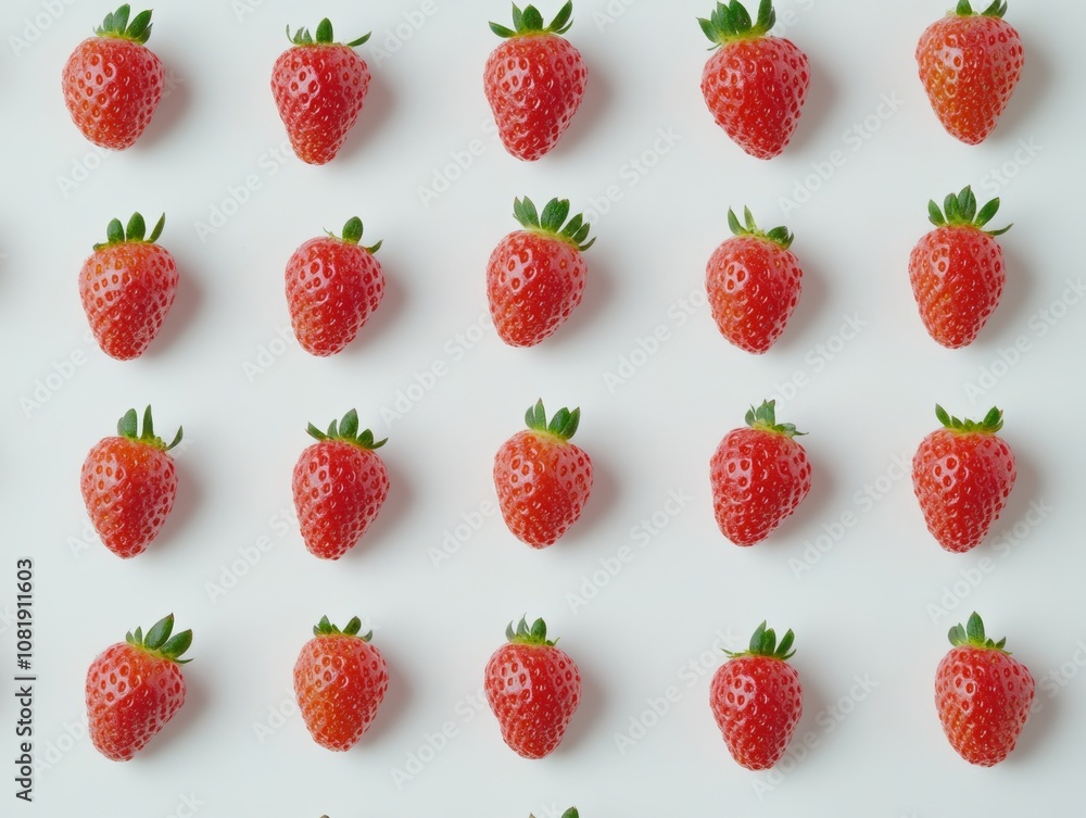 A white backdrop with an isolated set of strawberries. - ai A white backdrop with an isolated set of strawberries. - ai