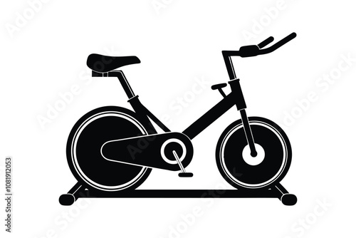 Stationary Bike Silhouette Vector - Fitness, Exercise, Cycling Gym Equipment, Cardio, Minimalist SVG Design