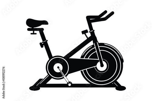 Stationary Bike Silhouette Vector - Fitness, Exercise, Cycling Gym Equipment, Cardio, Minimalist SVG Design