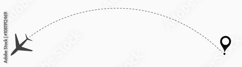  plane routes dotted paths aircraft travel route start point Flight route with start point and dash line