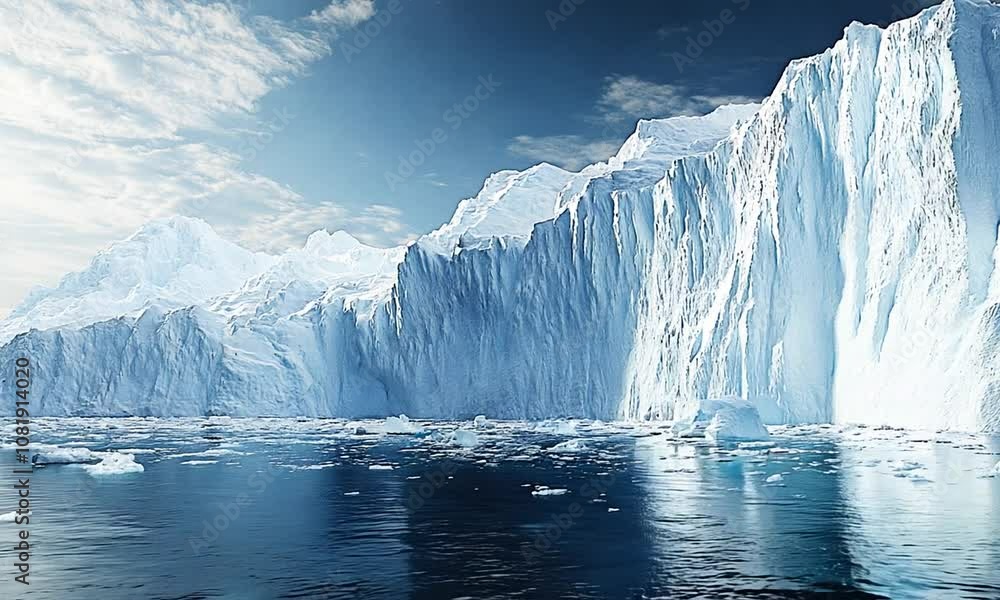 Dramatic Antarctic Iceberg and Ocean Under Blue Sky : Generative AI Dramatic Antarctic Iceberg and Ocean Under Blue Sky : Generative AI
