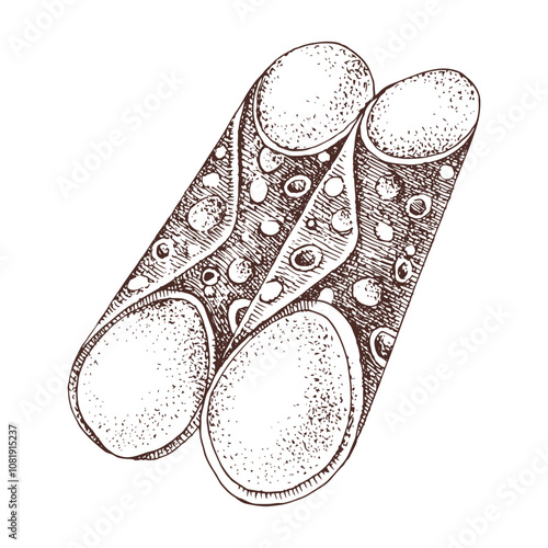 Cannoli traditional italian pastry illustration