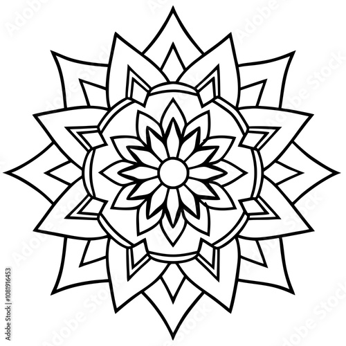 Traditional mandala pattern line art vector illustration
