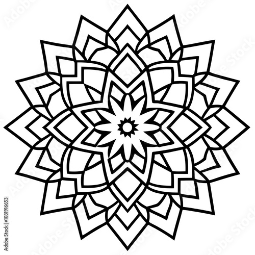 Traditional mandala pattern line art vector illustration