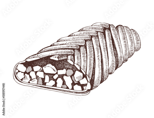 Apple strudel pastry hand drawn illustration