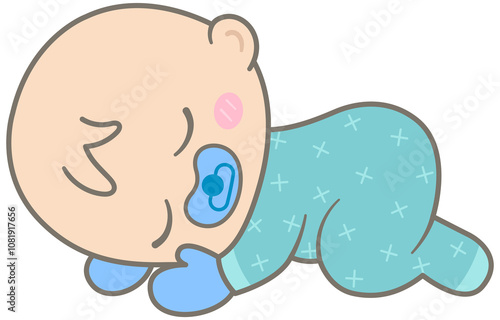 Kid Hand Drawn Cute Sleeping Baby Boy