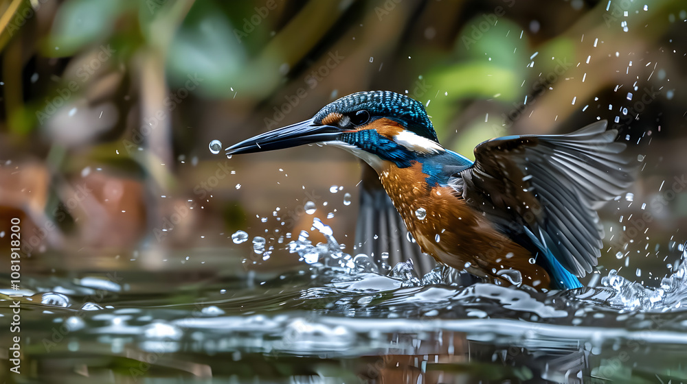 Female Kingfisher emerging from the water after an unsuccessful dive to grab a fish Female common kingfisher Female Kingfisher emerging from the water, Generative AI
Female Kingfisher emerging from the water after an unsuccessful dive to grab a fish Female common kingfisher Female Kingfisher emerging from the water, Generative AI