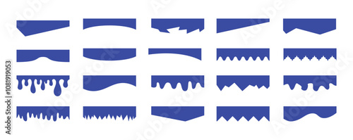 Separators shapes for website presentation set. Curve Lines, Wave, Drops and triangular dividers for Top or Bottom Page. Frame of header