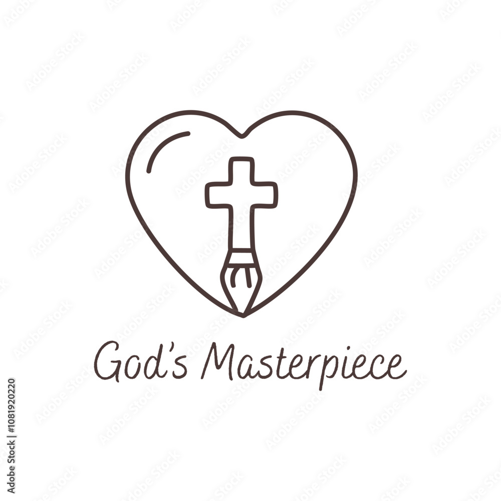 Obraz premium God's Masterpiece, Biblical Phrase, Christian typography for banner, poster, photo overlay, apparel design