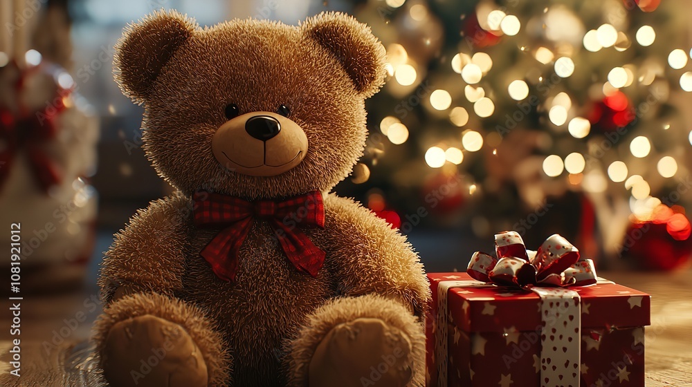 Christmas Teddy Bear with Gift Box. Christmas Teddy Bear with Gift Box.