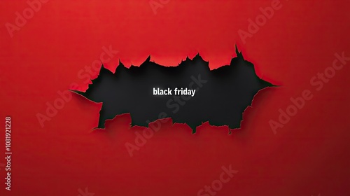 A bold black and red illustration emphasizing the excitement of Black Friday shopping. photo