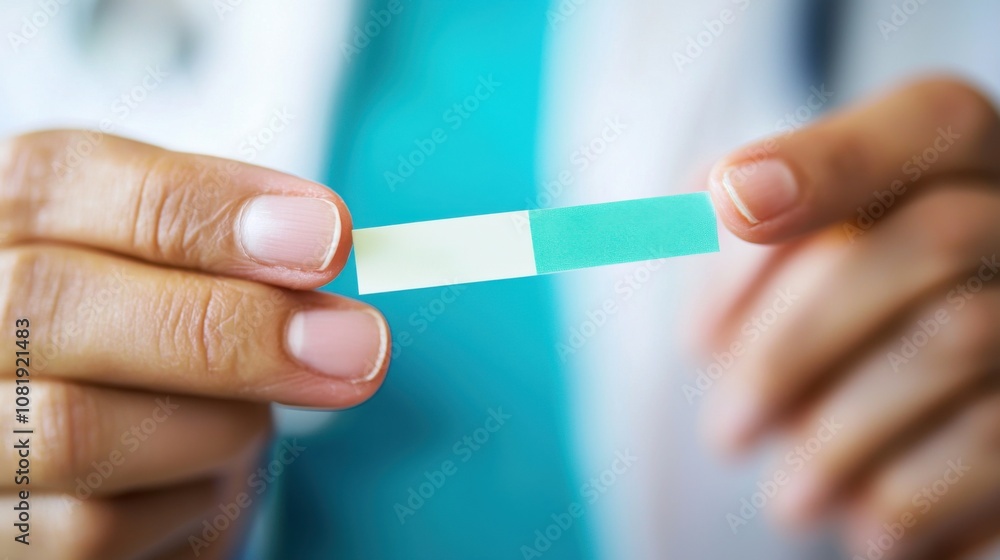 Medical Test Strip in Doctor's Hand Medical Test Strip in Doctor's Hand