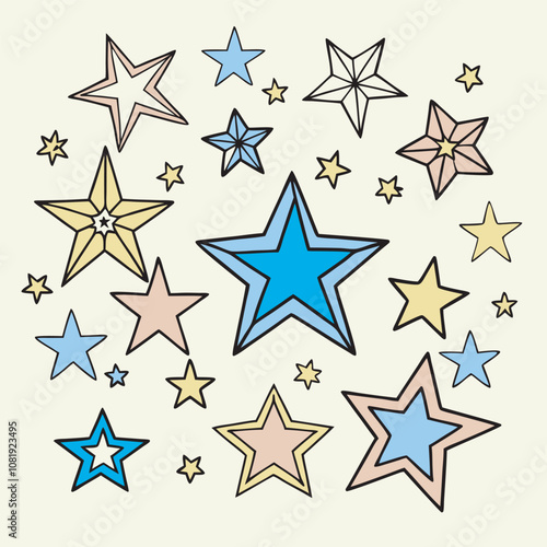 a circle of yellow stars with a blue star on the bottom.