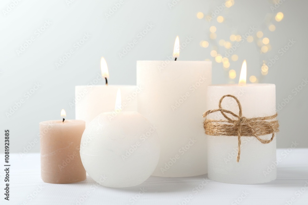 Beautiful composition with candles on the table Beautiful composition with candles on the table