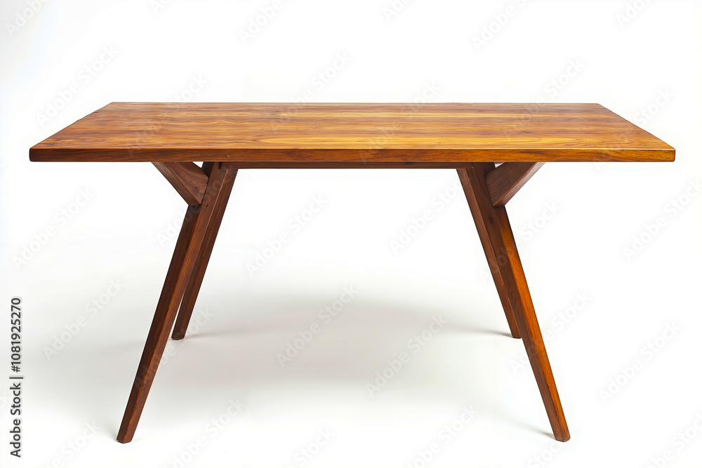Fototapeta premium A wooden table with two legs on a white background