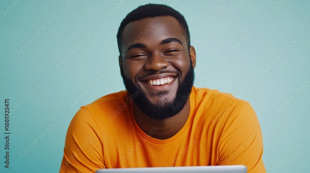 The Smiling Man with Laptop The Smiling Man with Laptop