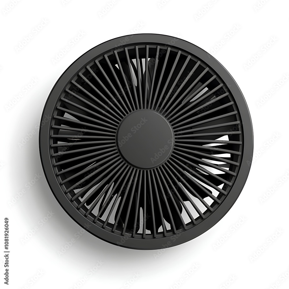 Circular Black Desk Fan with Radiating Blades, Modern Minimalist Design, Ideal for Home Office, Bedroom, Or Personal Use, Efficient Cooling and Stylish Addition Circular Black Desk Fan with Radiating Blades, Modern Minimalist Design, Ideal for Home Office, Bedroom, Or Personal Use, Efficient Cooling and Stylish Addition