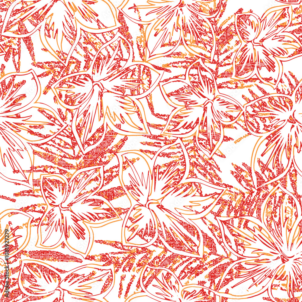 Fototapeta premium Hand-drawn exotic floral geometric pattern. Vector seamless pattern