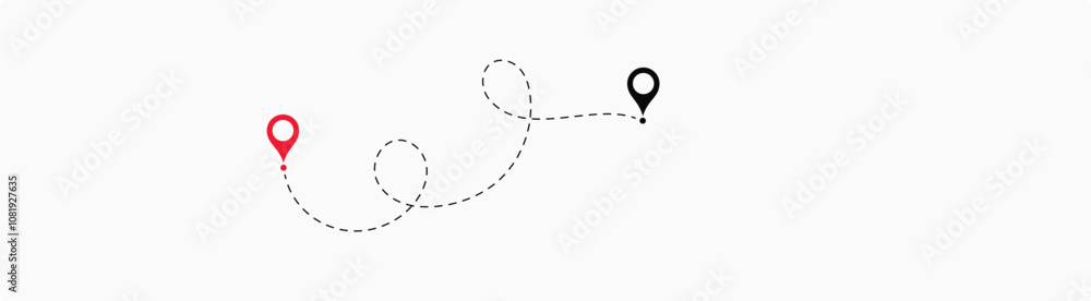 Airplane or aeroplane routes path. Aircraft tracking plane path, travel, map pins, location pins. Airplane or aeroplane routes path. Aircraft tracking plane path, travel, map pins, location pins.