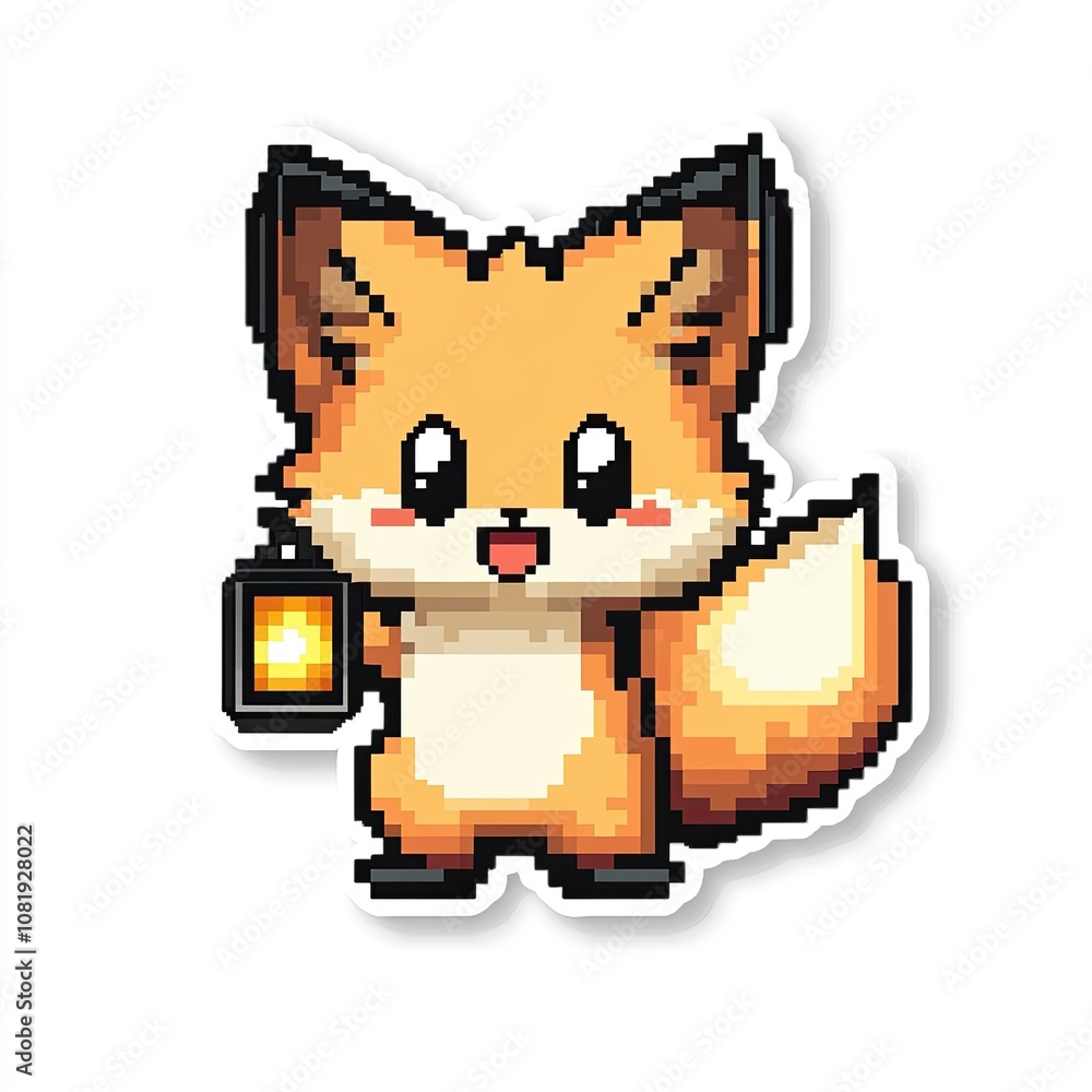 Pixelated Fox Holding a Lantern Pixelated Fox Holding a Lantern