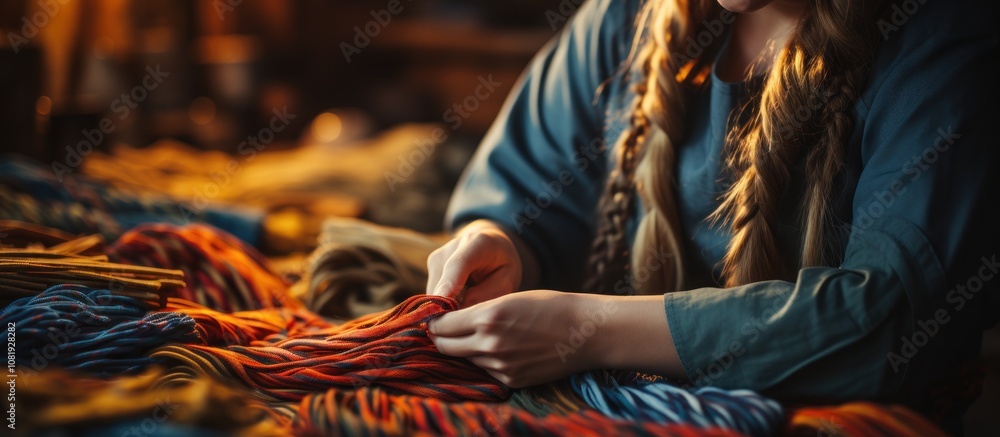 Fototapeta premium Woman Working with Yarn