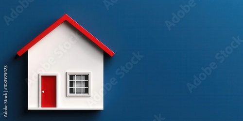 Wallpaper Mural Real estate collateral for property loan concept. A minimalist illustration of a house with a red roof and door against a blue background, symbolizing home and comfort Torontodigital.ca