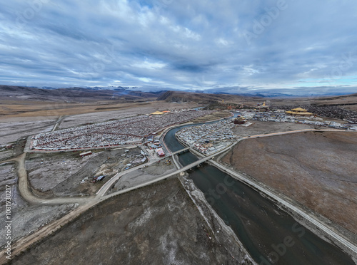 Aerial view of yaqing Temple in Ganzi County, Sichuan province,China photo