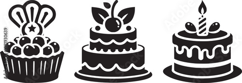 Birthday Icon, Cake icon silhouette