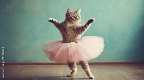 Cute cat like a ballet dancer photo