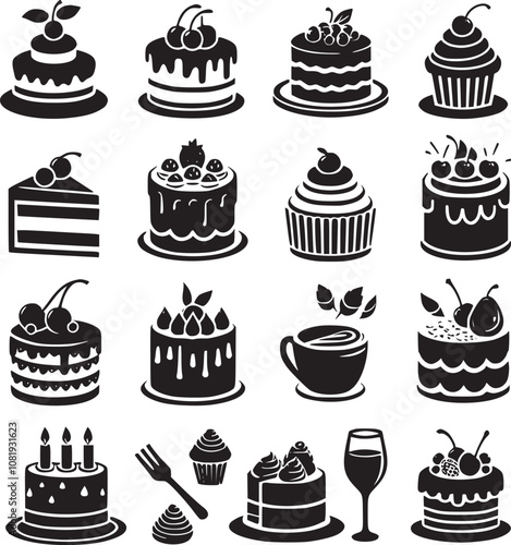 Birthday Icon, Cake icon silhouette