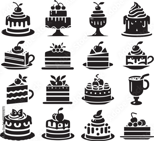Birthday Icon, Cake icon silhouette