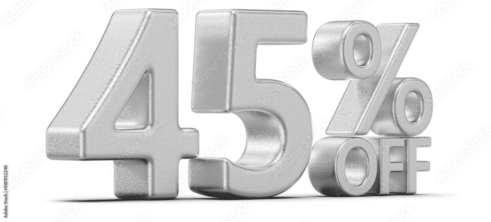 Discount 45 Percent Off Silver 3D Number Discount 45 Percent Off Silver 3D Number