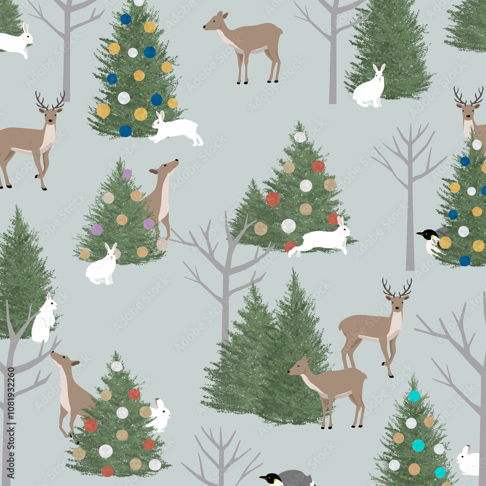 Christmas textures (christmas tree, rabbits, deer, penguins) Christmas textures (christmas tree, rabbits, deer, penguins)