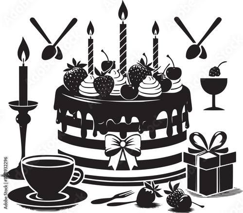 Birthday Icon, Cake icon silhouette