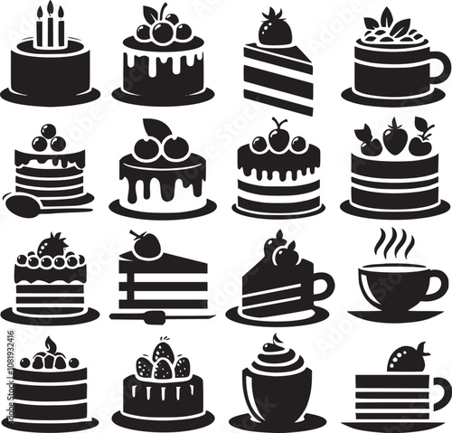 Birthday Icon, Cake icon silhouette