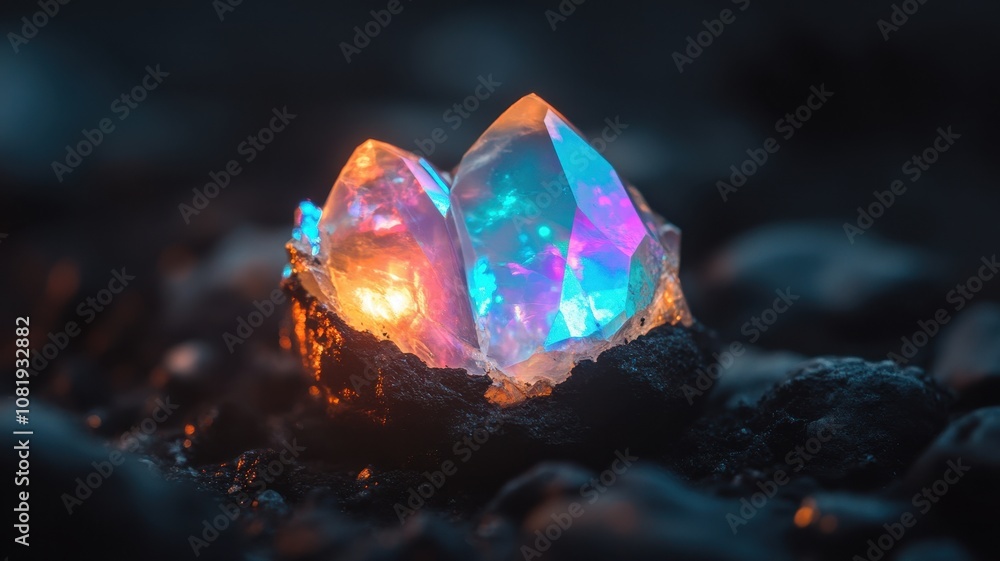 Timeless opal showcasing iridescent colors that reflect light in a captivating display of beauty. Timeless opal showcasing iridescent colors that reflect light in a captivating display of beauty.
