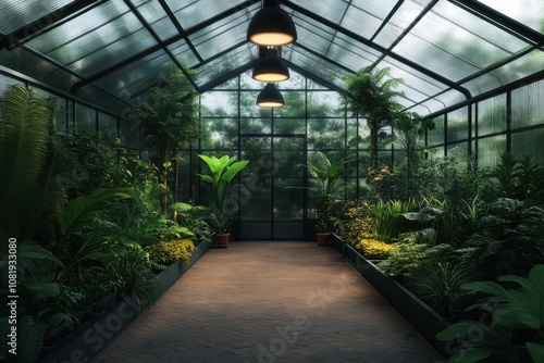 Transparent Geodesic Greenhouse Housing Exotic Plants: A Modern Oasis for Nature Enthusiasts