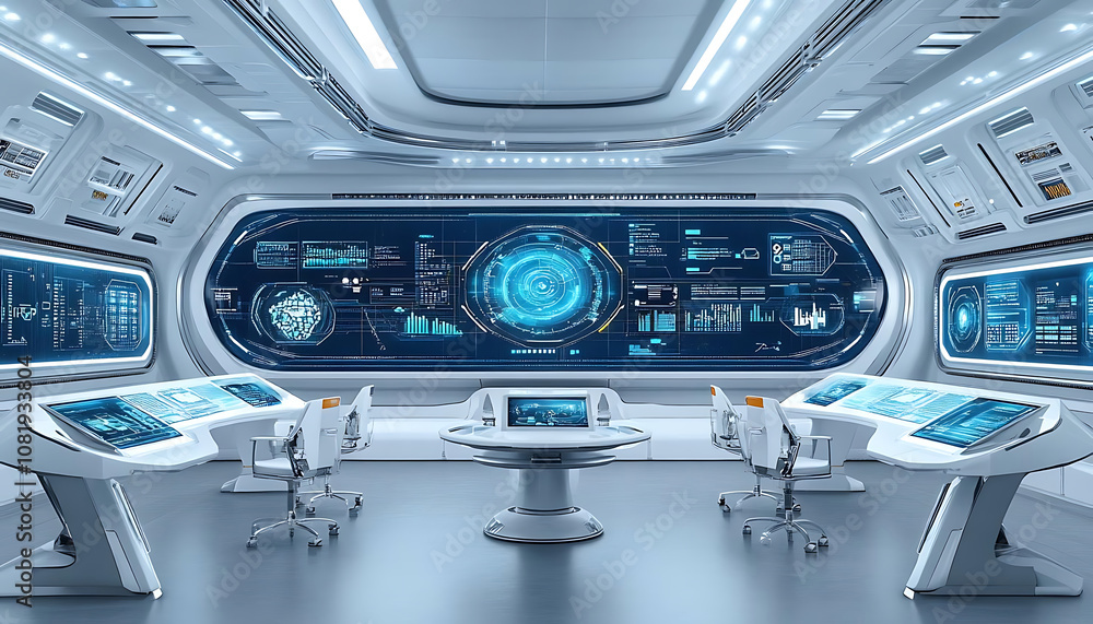 Technology-based learning. Futuristic classroom with holographic displays and advanced technology. sleek design features multiple workstations. Technology-based learning. Futuristic classroom with holographic displays and advanced technology. sleek design features multiple workstations.