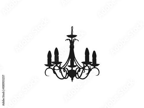 Set of silhouette vintage and luxury chandelier flat icon. Classic crystal glass antique elegant chandeliers black vector silhouettes. Chandelier silhouette isolated on White background.
